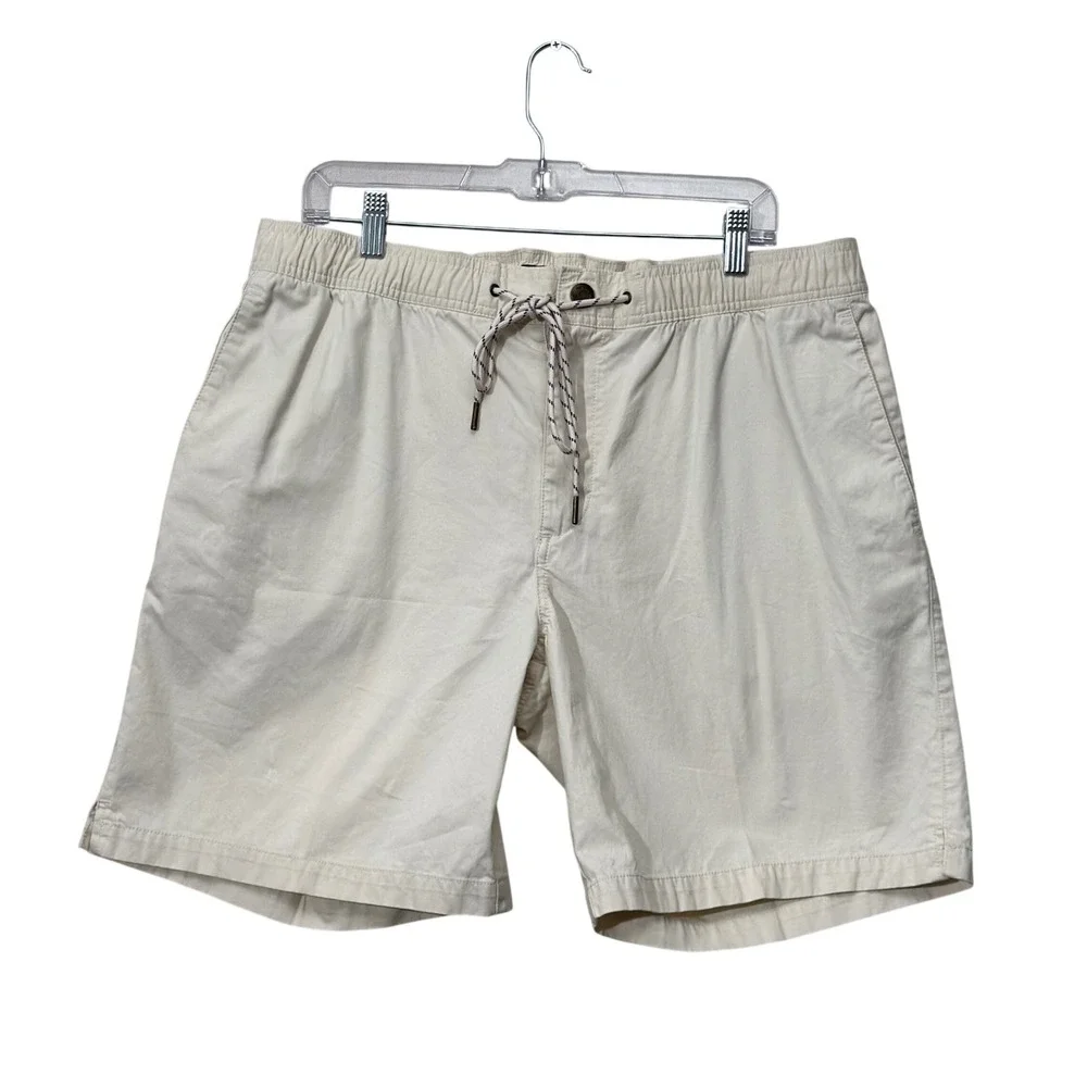 *flaw* Reyn Spooner Mens XL Ivory Drawstring Shorts 8 Inseam Resort Casual